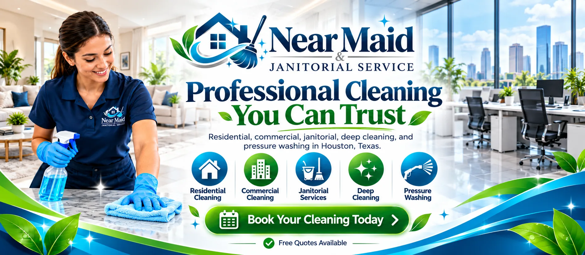 Near Maid professional cleaning service for homes and businesses in growing Texas communities